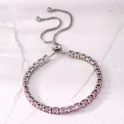 Silver-Plated Cubic Zirconia Studded Wraparound Bracelet